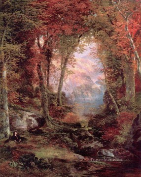  Moran Art Painting - The Autumnal Woods Under the Trees landscape Thomas Moran